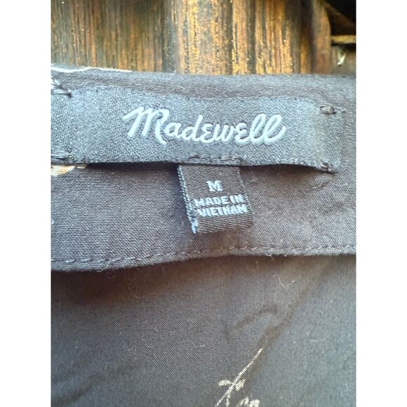 Madewell Button-Front Day Romper in Daisies Black Floral Size M - Picture 4 of 5